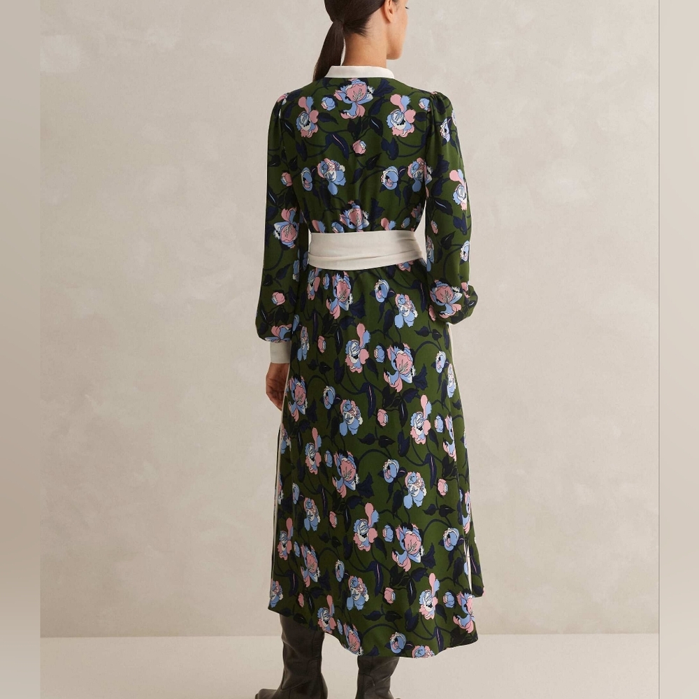 ME+EM Rose Print Panelled Midi Dress - Picture 6 of 7